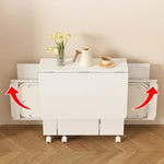 コンパクト折りたたみテーブル|モダンデザイン|ホワイト|省スペース対応|キャスター付き|ダイニング・リビングに最適 fsf-5210