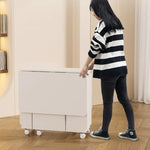 コンパクト折りたたみテーブル|モダンデザイン|ホワイト|省スペース対応|キャスター付き|ダイニング・リビングに最適 fsf-5210