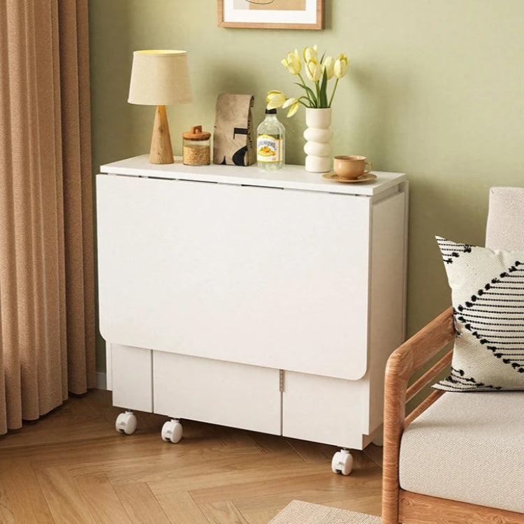 コンパクト折りたたみテーブル|モダンデザイン|ホワイト|省スペース対応|キャスター付き|ダイニング・リビングに最適 fsf-5210