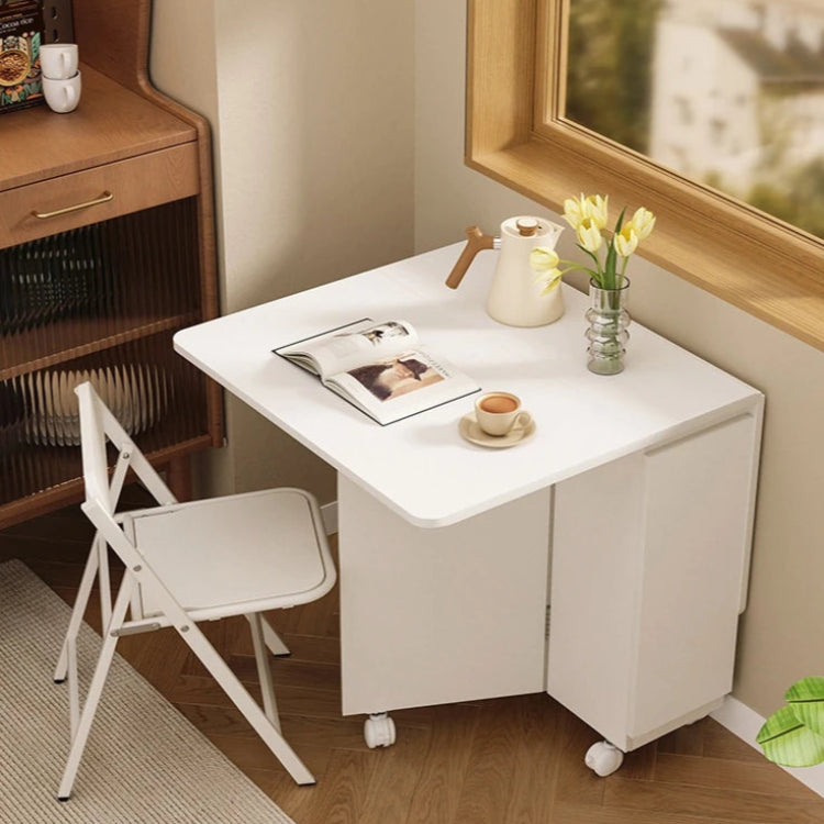 コンパクト折りたたみテーブル|モダンデザイン|ホワイト|省スペース対応|キャスター付き|ダイニング・リビングに最適 fsf-5210