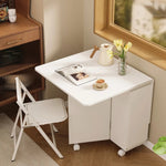 コンパクト折りたたみテーブル|モダンデザイン|ホワイト|省スペース対応|キャスター付き|ダイニング・リビングに最適 fsf-5210