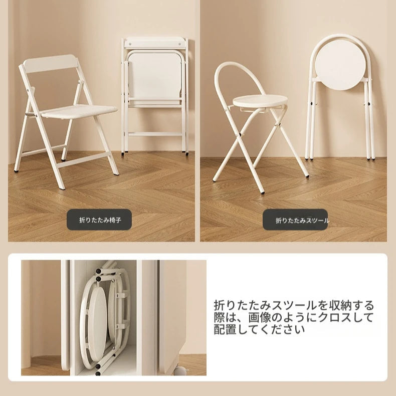 コンパクト折りたたみテーブル|モダンデザイン|ホワイト|省スペース対応|キャスター付き|ダイニング・リビングに最適 fsf-5210