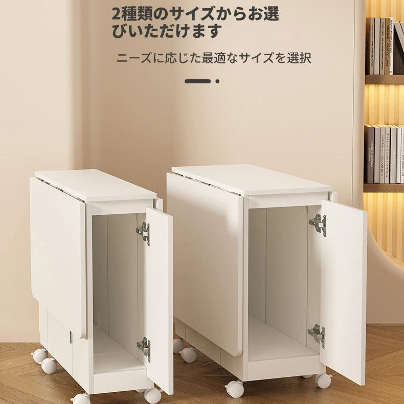 コンパクト折りたたみテーブル|モダンデザイン|ホワイト|省スペース対応|キャスター付き|ダイニング・リビングに最適 fsf-5210