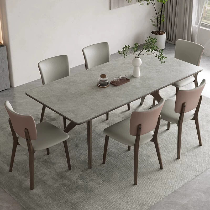 ダイニングテーブル おしゃれ セラミック天板 方形 幅140 幅160 幅180 無垢材フレーム グレー天板 ブラウン脚部 モダン ナチュラル 食卓テーブル 4人 6人対応 リビング ダイニング用 fsm-312