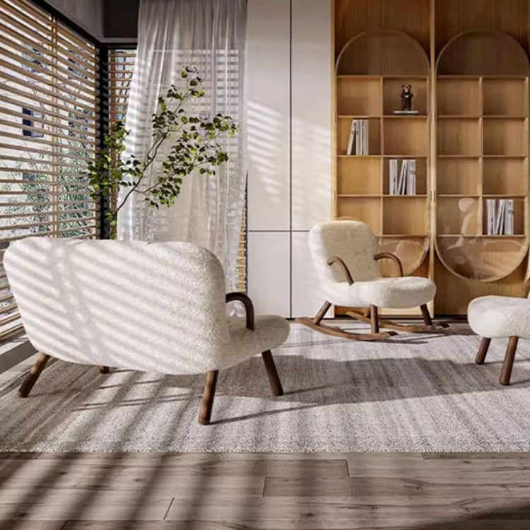 木製フレーム&シープボア素材の快適チェア – スタイリッシュでリラックスできる逸品 fsmy-400