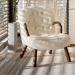 木製フレーム&シープボア素材の快適チェア – スタイリッシュでリラックスできる逸品 fsmy-400