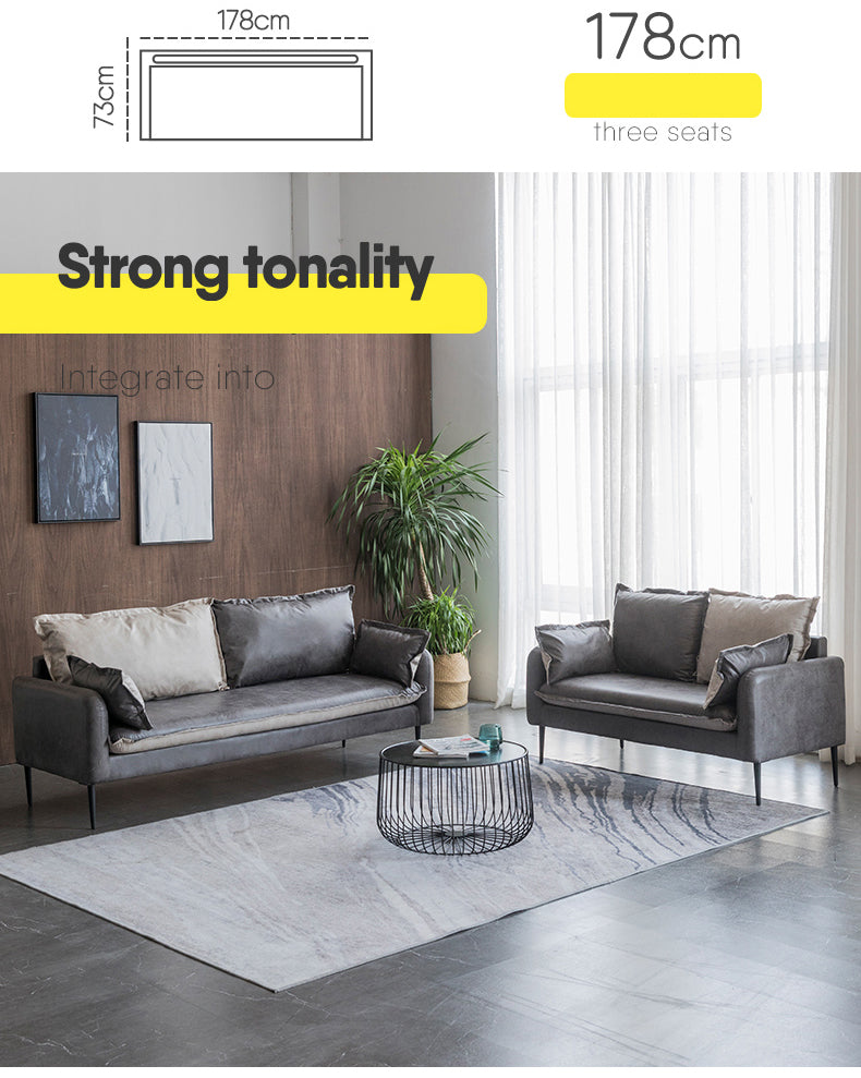 高級ソファー 木製フレーム エアレザー仕上げ 快適な座り心地 モダンデザイン fsmy-401