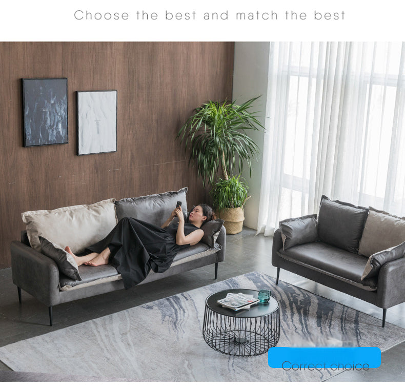 高級ソファー 木製フレーム エアレザー仕上げ 快適な座り心地 モダンデザイン fsmy-401