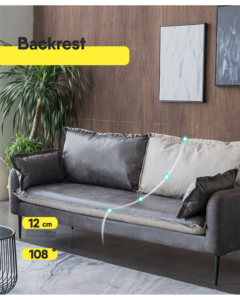 高級ソファー 木製フレーム エアレザー仕上げ 快適な座り心地 モダンデザイン fsmy-401