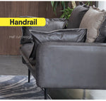 高級ソファー 木製フレーム エアレザー仕上げ 快適な座り心地 モダンデザイン fsmy-401