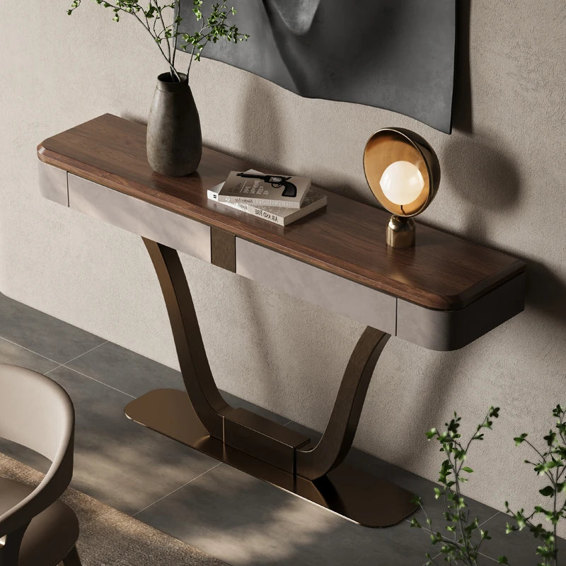 ウォールナット製PUレザーキャビネット - おしゃれで機能的な収納家具 fsu-5241