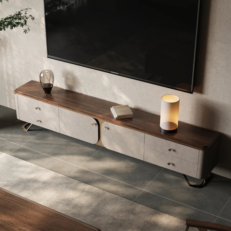 PUレザーとウォールナット仕上げのスタイリッシュなテレビ台 - モダンなリビングに最適! fsu-5242