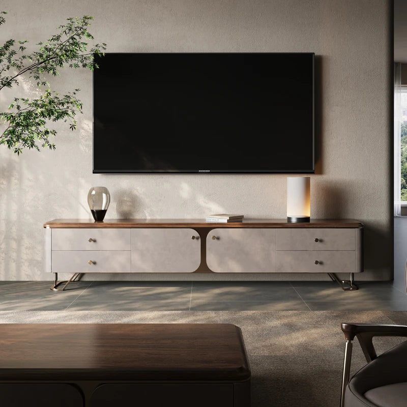 PUレザーとウォールナット仕上げのスタイリッシュなテレビ台 - モダンなリビングに最適! fsu-5242