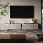 PUレザーとウォールナット仕上げのスタイリッシュなテレビ台 - モダンなリビングに最適! fsu-5242