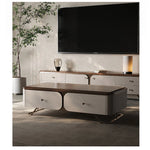 PUレザーとウォールナット仕上げのスタイリッシュなテレビ台 - モダンなリビングに最適! fsu-5242