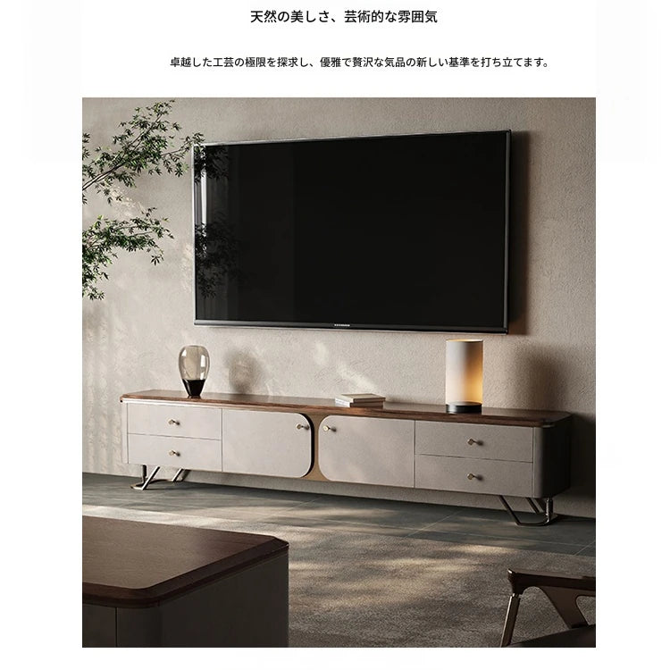 PUレザーとウォールナット仕上げのスタイリッシュなテレビ台 - モダンなリビングに最適! fsu-5242