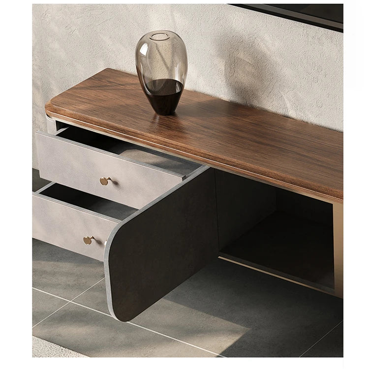 PUレザーとウォールナット仕上げのスタイリッシュなテレビ台 - モダンなリビングに最適! fsu-5242