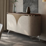 ウォールナット仕上げのPUレザーキャビネット - モダンでスタイリッシュな収納家具 fsu-5243