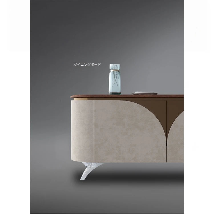 ウォールナット仕上げのPUレザーキャビネット - モダンでスタイリッシュな収納家具 fsu-5243