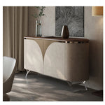 ウォールナット仕上げのPUレザーキャビネット - モダンでスタイリッシュな収納家具 fsu-5243