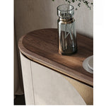 ウォールナット仕上げのPUレザーキャビネット - モダンでスタイリッシュな収納家具 fsu-5243