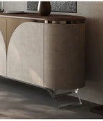 ウォールナット仕上げのPUレザーキャビネット - モダンでスタイリッシュな収納家具 fsu-5243