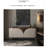 ウォールナット仕上げのPUレザーキャビネット - モダンでスタイリッシュな収納家具 fsu-5243