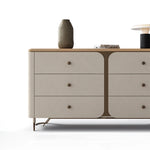 モダンデザインキャビネット PUレザー・アッシュ材・ウォールナット仕上げ - スタイリッシュな収納ソリューション fsu-5244