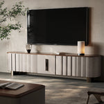 PUレザー&ウォールナット製 おしゃれなテレビ台 | ステンレス脚付きデザインでインテリアを格上げ fsu-5245