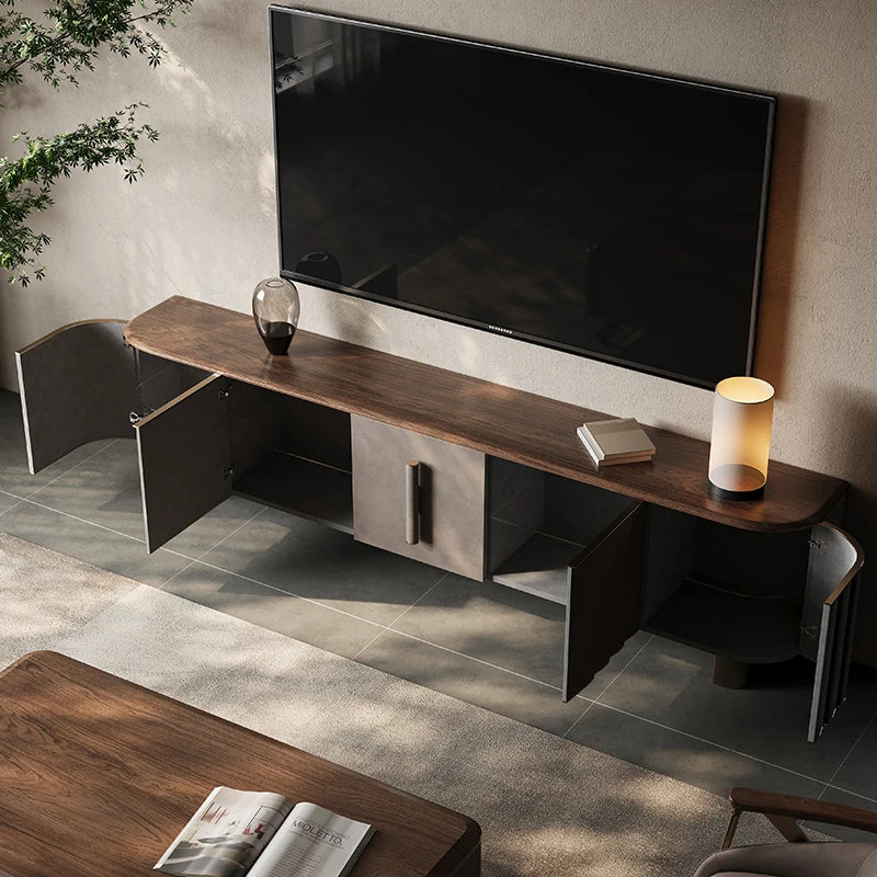 PUレザー&ウォールナット製 おしゃれなテレビ台 | ステンレス脚付きデザインでインテリアを格上げ fsu-5245