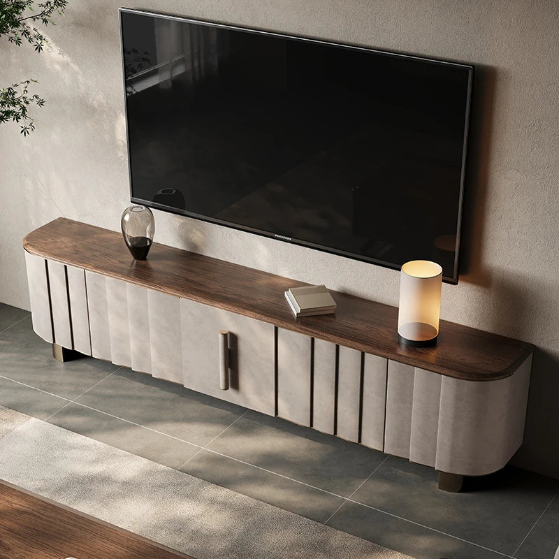 PUレザー&ウォールナット製 おしゃれなテレビ台 | ステンレス脚付きデザインでインテリアを格上げ fsu-5245