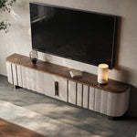 PUレザー&ウォールナット製 おしゃれなテレビ台 | ステンレス脚付きデザインでインテリアを格上げ fsu-5245