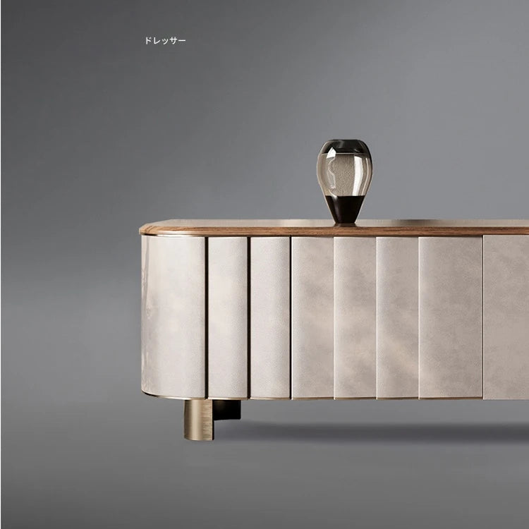 PUレザー&ウォールナット製 おしゃれなテレビ台 | ステンレス脚付きデザインでインテリアを格上げ fsu-5245