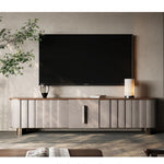 PUレザー&ウォールナット製 おしゃれなテレビ台 | ステンレス脚付きデザインでインテリアを格上げ fsu-5245