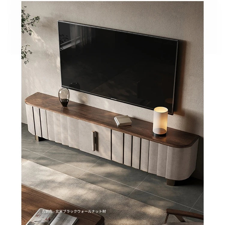 PUレザー&ウォールナット製 おしゃれなテレビ台 | ステンレス脚付きデザインでインテリアを格上げ fsu-5245