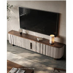 PUレザー&ウォールナット製 おしゃれなテレビ台 | ステンレス脚付きデザインでインテリアを格上げ fsu-5245