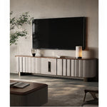 PUレザー&ウォールナット製 おしゃれなテレビ台 | ステンレス脚付きデザインでインテリアを格上げ fsu-5245