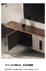 PUレザー&ウォールナット製 おしゃれなテレビ台 | ステンレス脚付きデザインでインテリアを格上げ fsu-5245