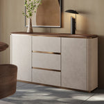 ウォールナット天板付きPUレザーキャビネット - シックな収納家具でスタイリッシュなインテリアを演出! fsu-5246