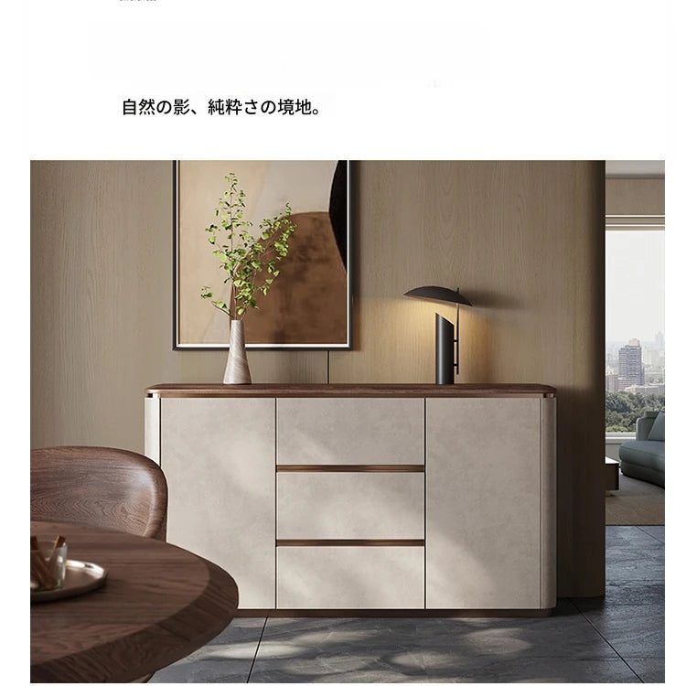 ウォールナット天板付きPUレザーキャビネット - シックな収納家具でスタイリッシュなインテリアを演出! fsu-5246