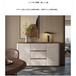 ウォールナット天板付きPUレザーキャビネット - シックな収納家具でスタイリッシュなインテリアを演出! fsu-5246