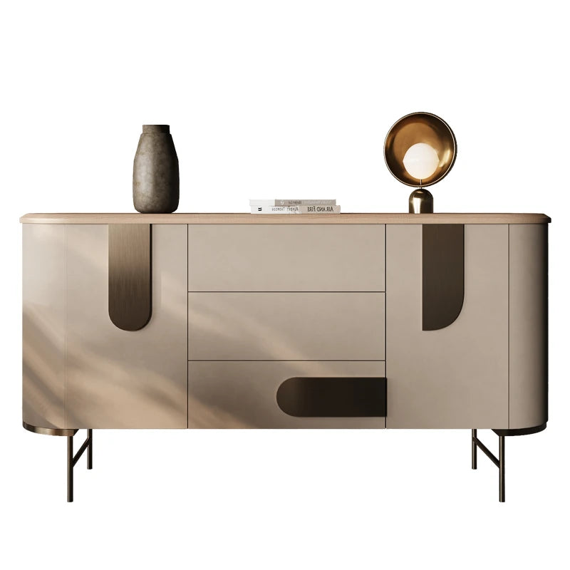 エレガントなPUレザーとアッシュ材のキャビネット - モダンな収納ソリューション fsu-5247