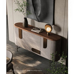 エレガントなPUレザーとアッシュ材のキャビネット - モダンな収納ソリューション fsu-5247