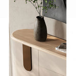 エレガントなPUレザーとアッシュ材のキャビネット - モダンな収納ソリューション fsu-5247