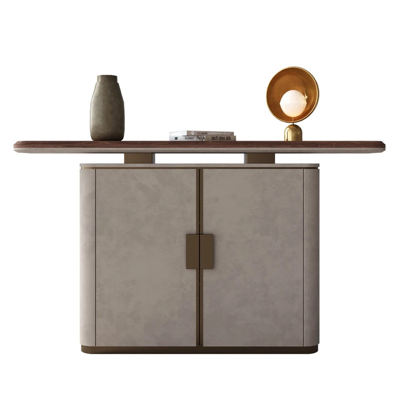 PUレザー&ウォールナットキャビネット - モダンで洗練された収納ソリューション fsu-5248