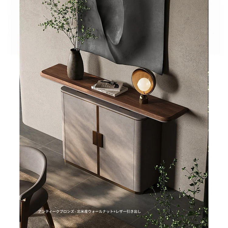 PUレザー&ウォールナットキャビネット - モダンで洗練された収納ソリューション fsu-5248