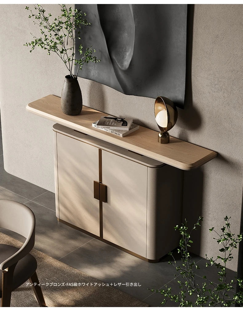 PUレザー&ウォールナットキャビネット - モダンで洗練された収納ソリューション fsu-5248