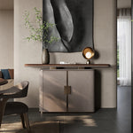 PUレザー&ウォールナットキャビネット - モダンで洗練された収納ソリューション fsu-5248