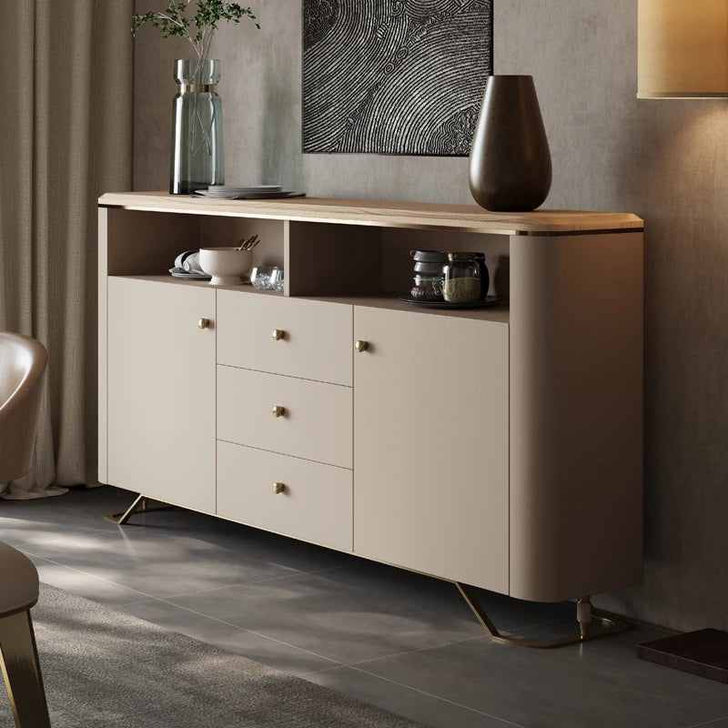 PUレザーとアッシュ材を使用したスタイリッシュなキャビネット - モダンデザインで収納力抜群! fsu-5249