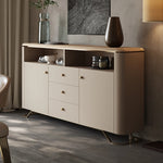 PUレザーとアッシュ材を使用したスタイリッシュなキャビネット - モダンデザインで収納力抜群! fsu-5249